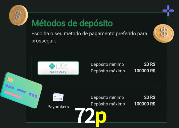 O cassino 72p oferece uma grande variedade de métodos de pagamento